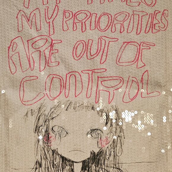 Heaven by Marc Jacobs Women's Priorities Sequin Baby Tee Lilac XS S M L XL - NWT - Picture 2 of 5